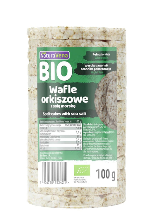Wafle Orkiszowe Pełnoziarniste z Solą Morską BIO (12 szt x 100 g)