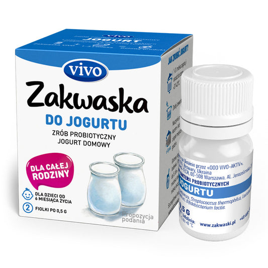 Żywe Kultury Bakterii Do Jogurtu "Zakwaska" Bezglutenowe  (2 Fiolki) (2 szt x 1 g)